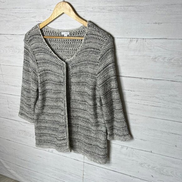 Pure Jill Cardigan Womens Size Medium Neutral 3/4 Sleeve Open Front Knit Sweater - Picture 4 of 16